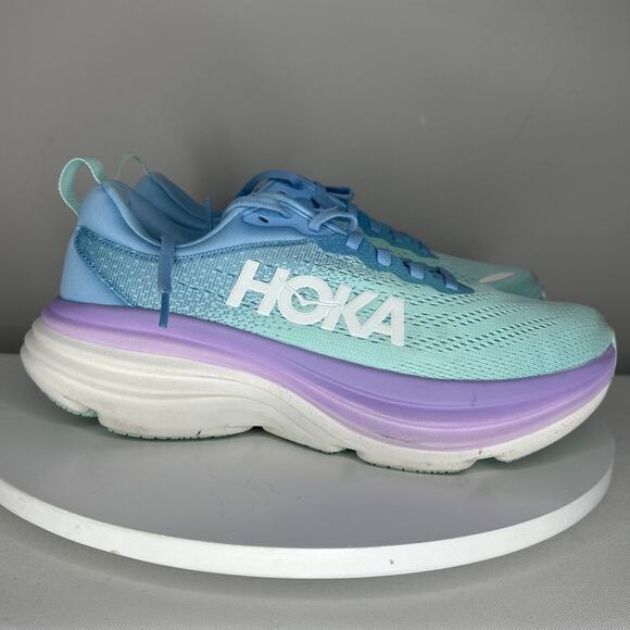 EUC Women's HOKA Bondi 8 Blue/Pink/Purple 1127952-ABSO SZ 8 (comes with box) - Picture 2 of 9